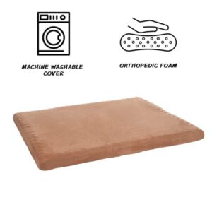 Dog Bed with Removable Cover – 36x27 Pet Bed - 3-Inch Egg Crate Style Foam Orthopedic Dog Bed, Microsuede, and Non-Slip Crate Bed by PETMAKER (Clay)