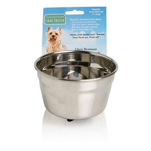 lixit quick lock stainless steel cage bowl for dogs, silver, 10 ounce (0711)