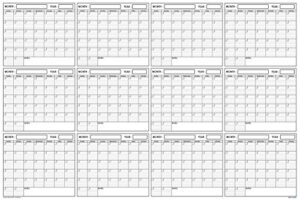 swiftglimpse 36x48 large jumbo oversized erasable laminated blank annual yearly wall calendar poster, 12 months, reusable for office, academic, home
