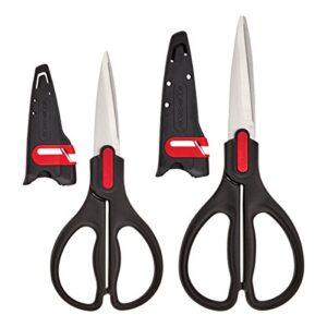 farberware purpose and utility shears with edgekeeper sheaths, set of 2, 2 piece set, black/red