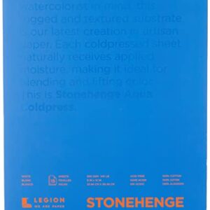 Legion Stonehenge Aqua Watercolor Block , 140 Cold Press, 9 X 12 inches, 15 Sheets, White