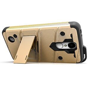 ZIZO Bolt Series LG Aristo Case Military Grade Drop Tested with Tempered Glass Screen Protector Holster LG Fortune Gold Black