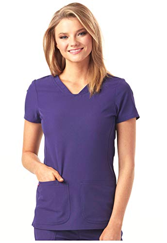 HeartSoul Break on Through Women Scrubs Set Shaped V-Neck Top 20710 & Drawstring Pant 20110 (Grape M/M)