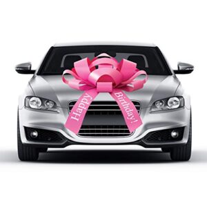 carbowz big pink car bow, happy birthday bow, giant 30" bow, non scratch magnet, weather resistant vinyl