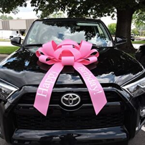 CarBowz Big Pink Car Bow, Happy Birthday Bow, Giant 30" Bow, Non Scratch Magnet, Weather Resistant Vinyl