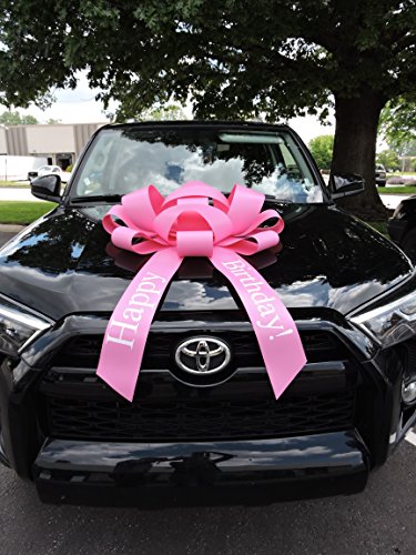 CarBowz Big Pink Car Bow, Happy Birthday Bow, Giant 30" Bow, Non Scratch Magnet, Weather Resistant Vinyl