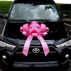 CarBowz Big Pink Car Bow, Happy Birthday Bow, Giant 30" Bow, Non Scratch Magnet, Weather Resistant Vinyl