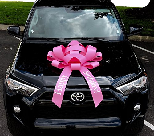 CarBowz Big Pink Car Bow, Happy Birthday Bow, Giant 30" Bow, Non Scratch Magnet, Weather Resistant Vinyl