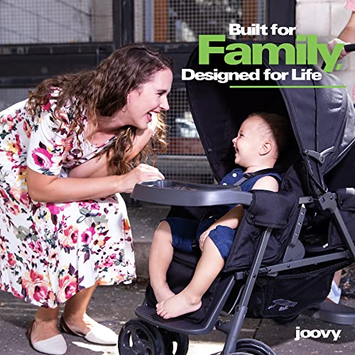 Joovy Caboose Too Sit and Stand Double Stroller Featuring Universal Car Seat Adapter, 3-Way Reclining Seats, Option to Use Rear Seat, Bench Seat, or Standing Platform (Black)