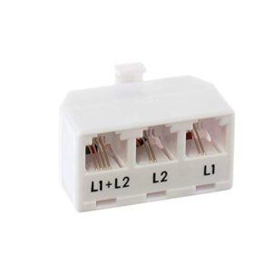 1 Pack, White - 2 Line Phone Splitter - 3 Way Telephone Line Splitter (Line 1, Line 2, and Twin Line) - Dual Line Telephone Splitter with RJ11 Keystone Jack - Phone Line Adapter - 1 Piece, White