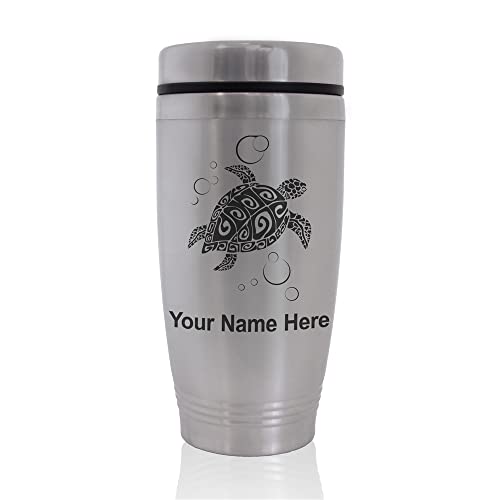 SkunkWerkz Commuter Travel Mug, Hawaiian Sea Turtle, Personalized Engraving Included
