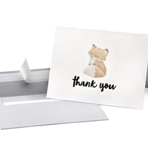 Cute Woodland Animal Thank You Cards and Gray Self Seal Envelopes 36 Pack - Opie's Paper Company