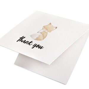 Cute Woodland Animal Thank You Cards and Gray Self Seal Envelopes 36 Pack - Opie's Paper Company