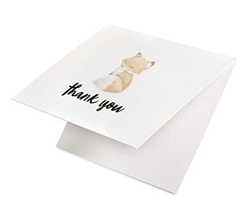 Cute Woodland Animal Thank You Cards and Gray Self Seal Envelopes 36 Pack - Opie's Paper Company