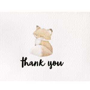 Cute Woodland Animal Thank You Cards and Gray Self Seal Envelopes 36 Pack - Opie's Paper Company