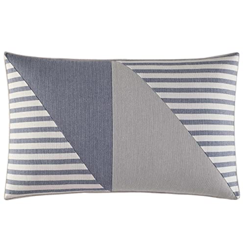 Nautica Collection | 100% Cotton Mediterranean Inspired Design Decorative Throw Pillow, Hidden Zipper Closure, Easy Care Machine Washable, 1 Count (Pack of 1), Fairwater Blue/Grey/White