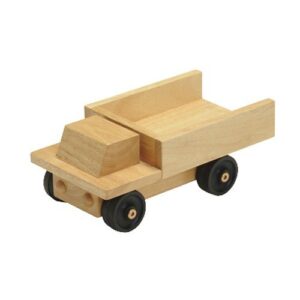 constructive playthings 10" l. solid hardwood dump truck with non-marking rubber wheels and steel axles