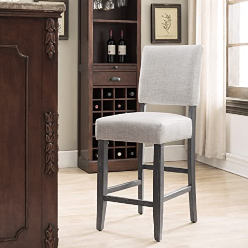 Leick Upholstered Back Counter Height Barstool (Set of 2), Grey