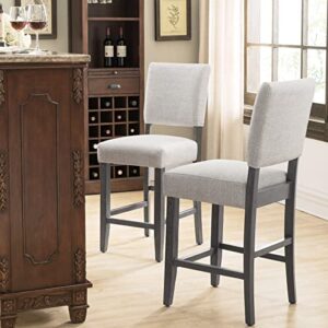 Leick Upholstered Back Counter Height Barstool (Set of 2), Grey