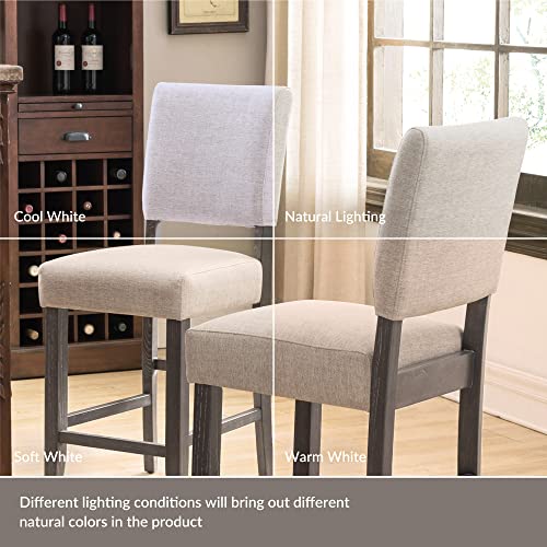 Leick Upholstered Back Counter Height Barstool (Set of 2), Grey