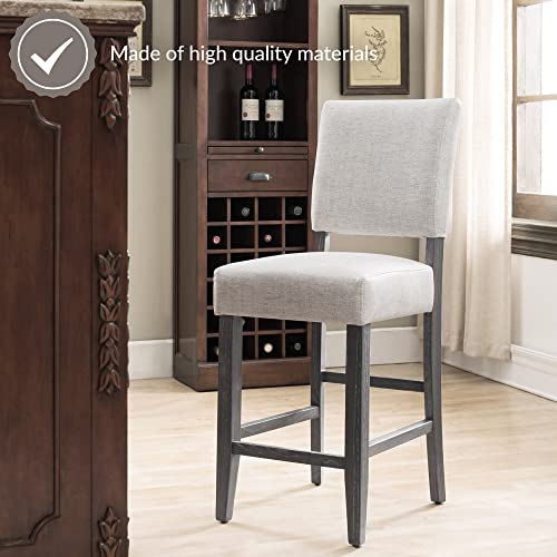 Leick Upholstered Back Counter Height Barstool (Set of 2), Grey