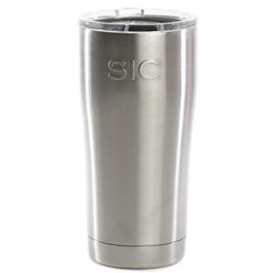 seriously ice cold sic 20 oz. double wall vacuum insulated 18/8 stainless steel travel tumbler mug | powder coated with splash proof bpa free lid | coffee, tea, wine, and cocktails (stainless steel)