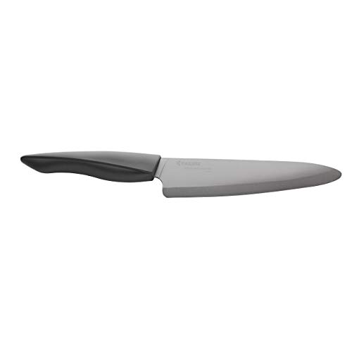 Kyocera Innovation Series Ceramic 7" Professional Chef's Knife with Soft Touch Ergonomic Handle-Black Blade, Black Handle