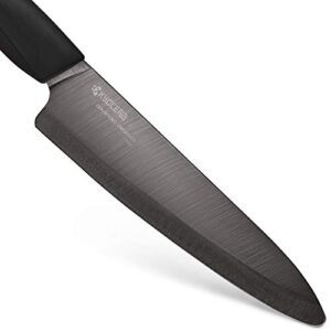 Kyocera Innovation Series Ceramic 7" Professional Chef's Knife with Soft Touch Ergonomic Handle-Black Blade, Black Handle