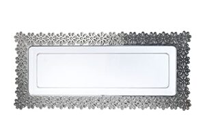 exquisite disposable serving trays 6 pack i large plastic silver serving trays with flower design i the best serving trays for parties i plastic disposable trays for dessert tray 9 x 15.5 inches