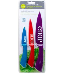 luciano housewares 3-piece kitchen knife set, 12 x 1 inches, multicolor