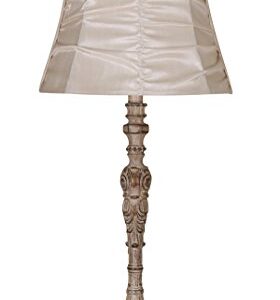 Elegant Designs LT3301-CRM Antique Style Buffet Table Lamp with Cream Ruched Shade