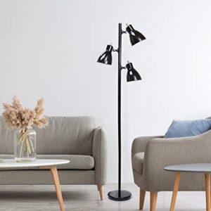 simple designs lf2007-blk metal 3 light tree floor lamp, black