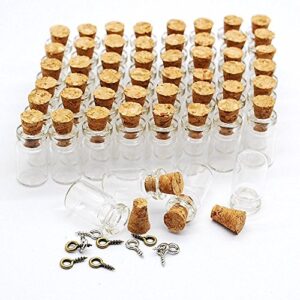 ctkcom 100pcs 0.5ml-extra mini tiny clear glass jars bottles with cork stoppers, glass bottles for decoration, arts & crafts, projects, party favors,100 botlles + 100 screws