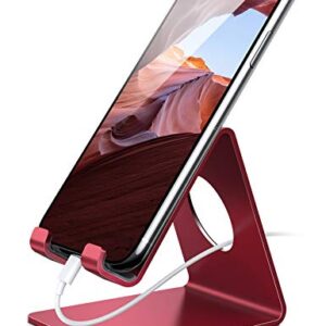 Lamicall Cell Phone Stand, Phone Dock : Cradle, Holder, Stand, Compatible with Phone 12 Mini 11 Pro Xs Xs Max Xr X 8 7 6 6s Plus 5 5s 5c All Android Smartphone Charging, Accessories Desk - Red