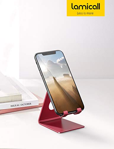 Lamicall Cell Phone Stand, Phone Dock : Cradle, Holder, Stand, Compatible with Phone 12 Mini 11 Pro Xs Xs Max Xr X 8 7 6 6s Plus 5 5s 5c All Android Smartphone Charging, Accessories Desk - Red