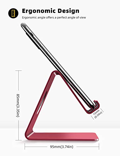 Lamicall Cell Phone Stand, Phone Dock : Cradle, Holder, Stand, Compatible with Phone 12 Mini 11 Pro Xs Xs Max Xr X 8 7 6 6s Plus 5 5s 5c All Android Smartphone Charging, Accessories Desk - Red