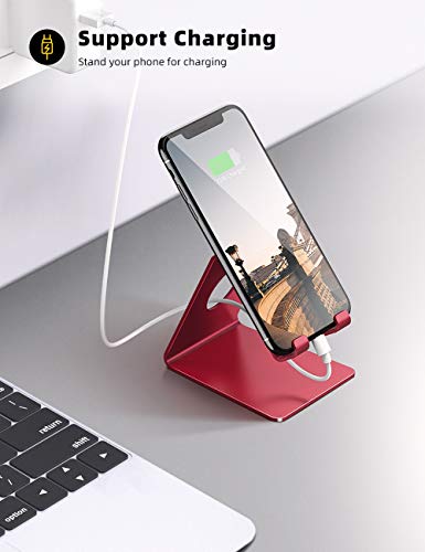 Lamicall Cell Phone Stand, Phone Dock : Cradle, Holder, Stand, Compatible with Phone 12 Mini 11 Pro Xs Xs Max Xr X 8 7 6 6s Plus 5 5s 5c All Android Smartphone Charging, Accessories Desk - Red