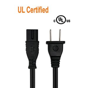 [UL Listed] POWSEED 6Ft 2 Prong Polarized AC Wall Power Cable Cord Plug for Sony PlayStation 1 2 PS1 PS2, Vizio Sharp Sanyo Emerson TV, Arris Router Modem, Bose Companion 3 5 Multimedia Speaker System