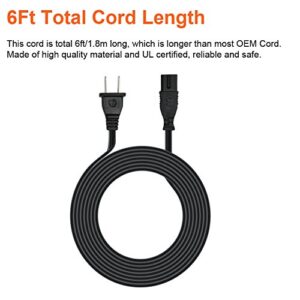 [UL Listed] POWSEED 6Ft 2 Prong Polarized AC Wall Power Cable Cord Plug for Sony PlayStation 1 2 PS1 PS2, Vizio Sharp Sanyo Emerson TV, Arris Router Modem, Bose Companion 3 5 Multimedia Speaker System