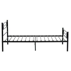SimLife Metal Bed Frame Twin Size 6 Legs Two Headboards Mattress Foundation Steel Platform Bed for Kids Box Spring Replacement Black