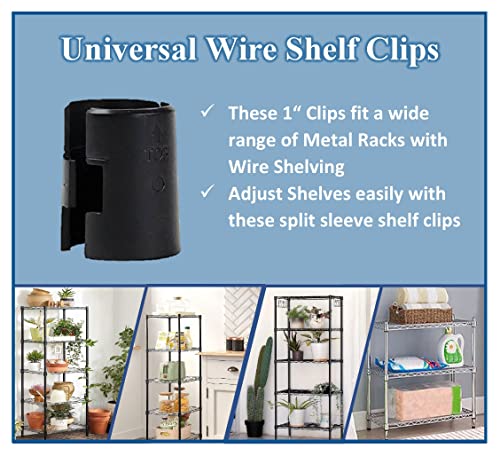 JSP Manufacturing 1" Diameter Post Wire Shelf Clips Shelving Split Sleeves Lock Metal Rack Locking Plastic Pick A Pack Wholesale Bulk 8 Pairs (16 Pack)