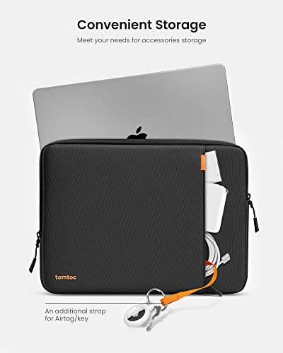 tomtoc 360° Protective Laptop Sleeve for 13-inch MacBook Air M2/A2681 M1/A2337 2018-2022, MacBook Pro M2/A2686 M1/A2338 2016-2022, Water-Resistant Case for 12.9 iPad Pro 6th/5th/4th/3rd Gen, Black