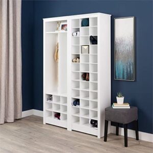 Prepac Space-Saving 36 Pair Shoe Storage Cabinet With Cubbies, 13"D x 23.5"W x 72.5"H, White