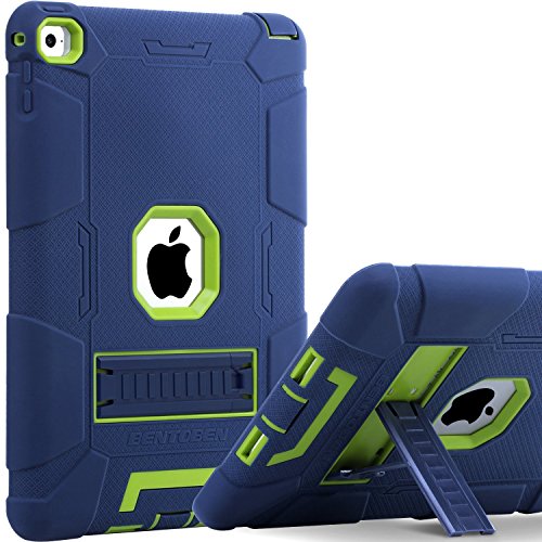 iPad Air 2 Case, BENTOBEN [Hybrid Shockproof Case] with Kickstand Rugged Triple-Layer Shock Resistant Drop Proof Case Cover for iPad Air 2 with Retina Display/iPad 6, Navy Blue/Green