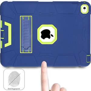 iPad Air 2 Case, BENTOBEN [Hybrid Shockproof Case] with Kickstand Rugged Triple-Layer Shock Resistant Drop Proof Case Cover for iPad Air 2 with Retina Display/iPad 6, Navy Blue/Green