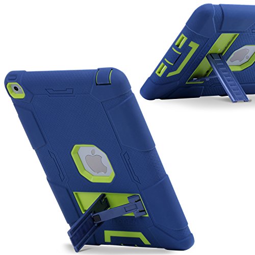 iPad Air 2 Case, BENTOBEN [Hybrid Shockproof Case] with Kickstand Rugged Triple-Layer Shock Resistant Drop Proof Case Cover for iPad Air 2 with Retina Display/iPad 6, Navy Blue/Green