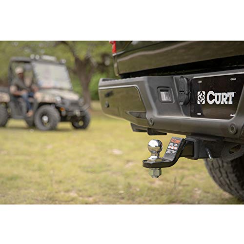 CURT 45312 Class 4 Trailer Hitch Ball Mount, Fits 2-Inch Receiver, 12,000 lbs, 1-1/4-Inch Hole, 2-In Drop, 1-Inch Rise, Gloss Black Powder Coat