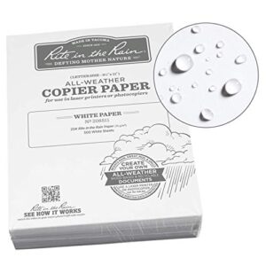 rite in the rain all-weather bulk copier paper, 8 1/2" x 11", 20# white, 500 sheet pack (no. 208511)