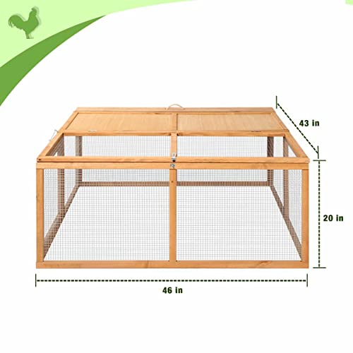 Magshion Wooden Chicken Coop Rabbit Hutch, Pet Cage Wood Small Animal Poultry Cage Run with Openable Roof and Side Door, Backyard Foldable Pet House Chicken Nesting Box 45.7 Inch (Natural)