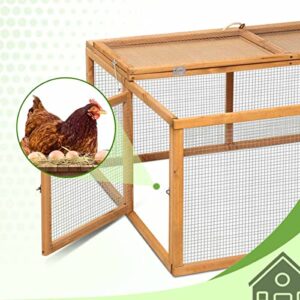 Magshion Wooden Chicken Coop Rabbit Hutch, Pet Cage Wood Small Animal Poultry Cage Run with Openable Roof and Side Door, Backyard Foldable Pet House Chicken Nesting Box 45.7 Inch (Natural)